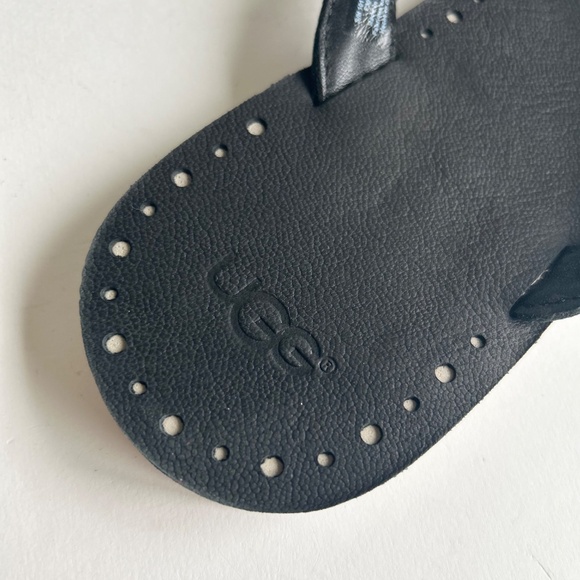 UGG Black Gold Textile Leather Rubber Outsole Flip Flops size 10 - Picture 10 of 14